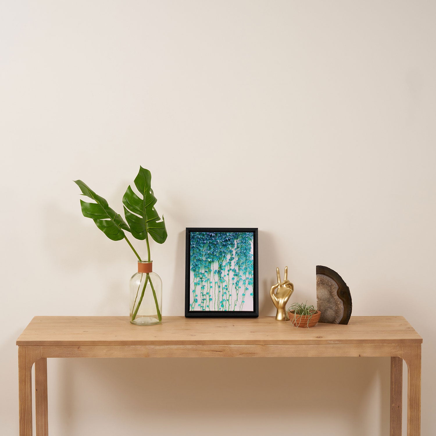 Average Absence, Botanical Minimal Nature Creepers Plants, Tropical Watercolor Bohemian Painting Framed Canvas Print Gallery Image 4