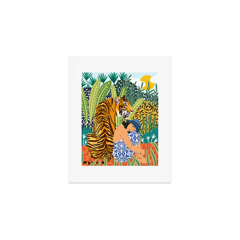 Awaken The Tiger Within Illustration, Wildlife Nature Wall Decor, Jungle Human Nature Connection Art Print Gallery Image 1