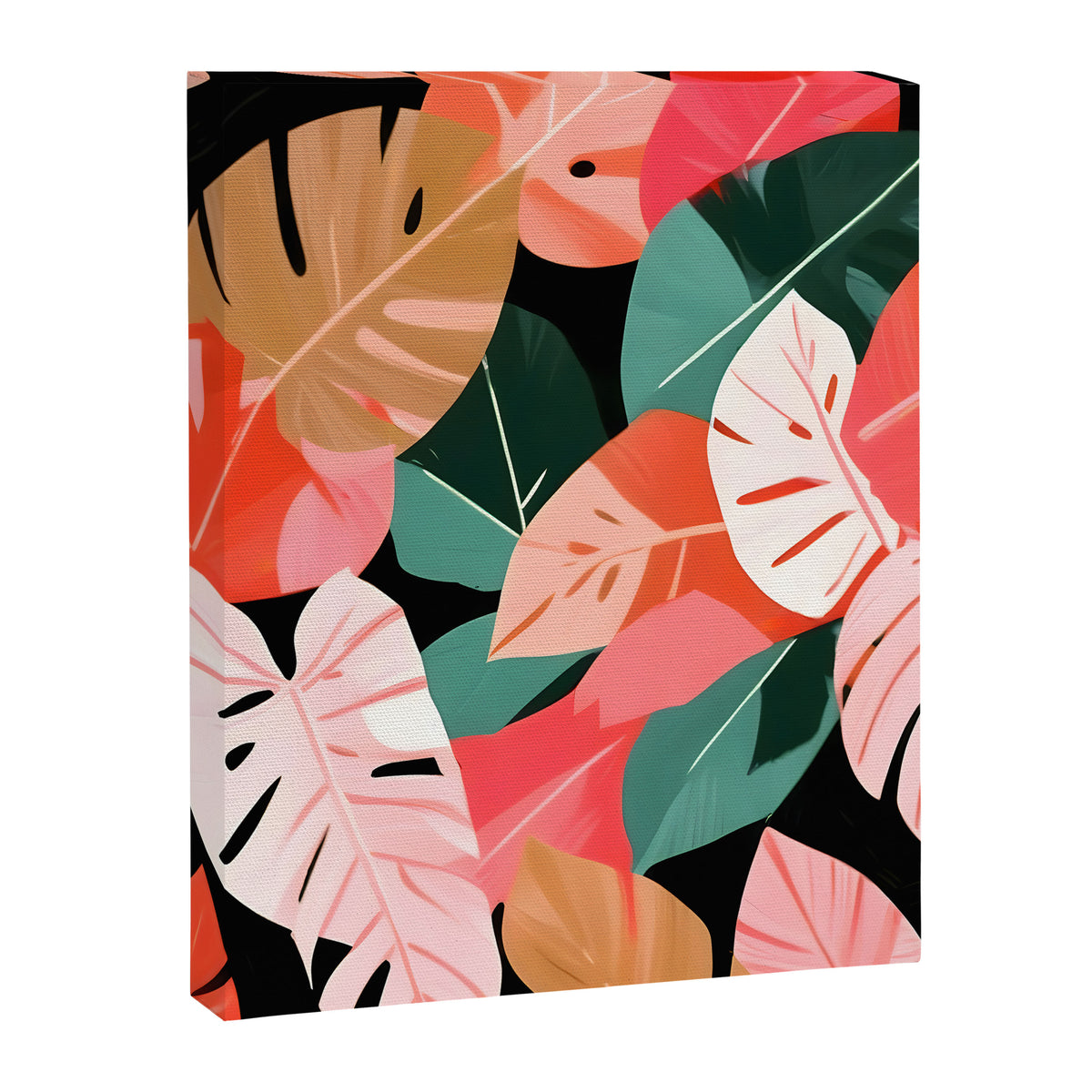 Back To the Tropical Island, Dark Botanical Nature Monstera, Plants Forest Leaves Banana Leaves, Bird of Paradise Illustration Canvas Print Gallery Image 6