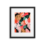 Back To the Tropical Island, Dark Botanical Nature Monstera, Plants Forest Leaves Banana Leaves, Bird of Paradise Illustration Framed Art Print Gallery Image 5