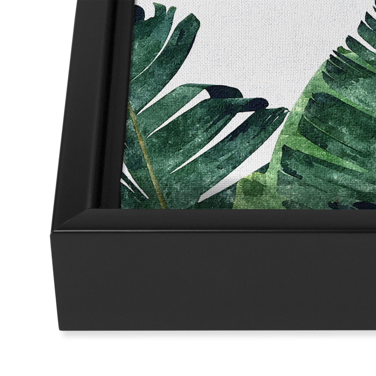 Banana Leaf Watercolor Painting, Tropical Nature Botanical Palm Illustration Bohemian Minimal Luxe Framed Canvas Print Gallery Image 3