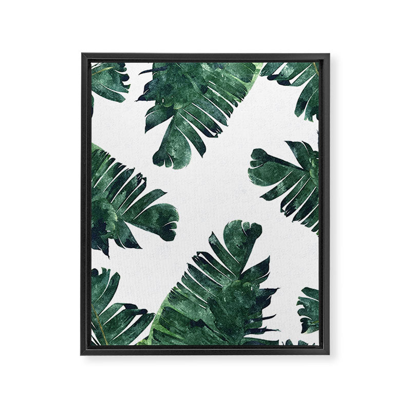 Banana Leaf Watercolor Painting, Tropical Nature Botanical Palm Illustration Bohemian Minimal Luxe Framed Canvas Print Gallery Image 8