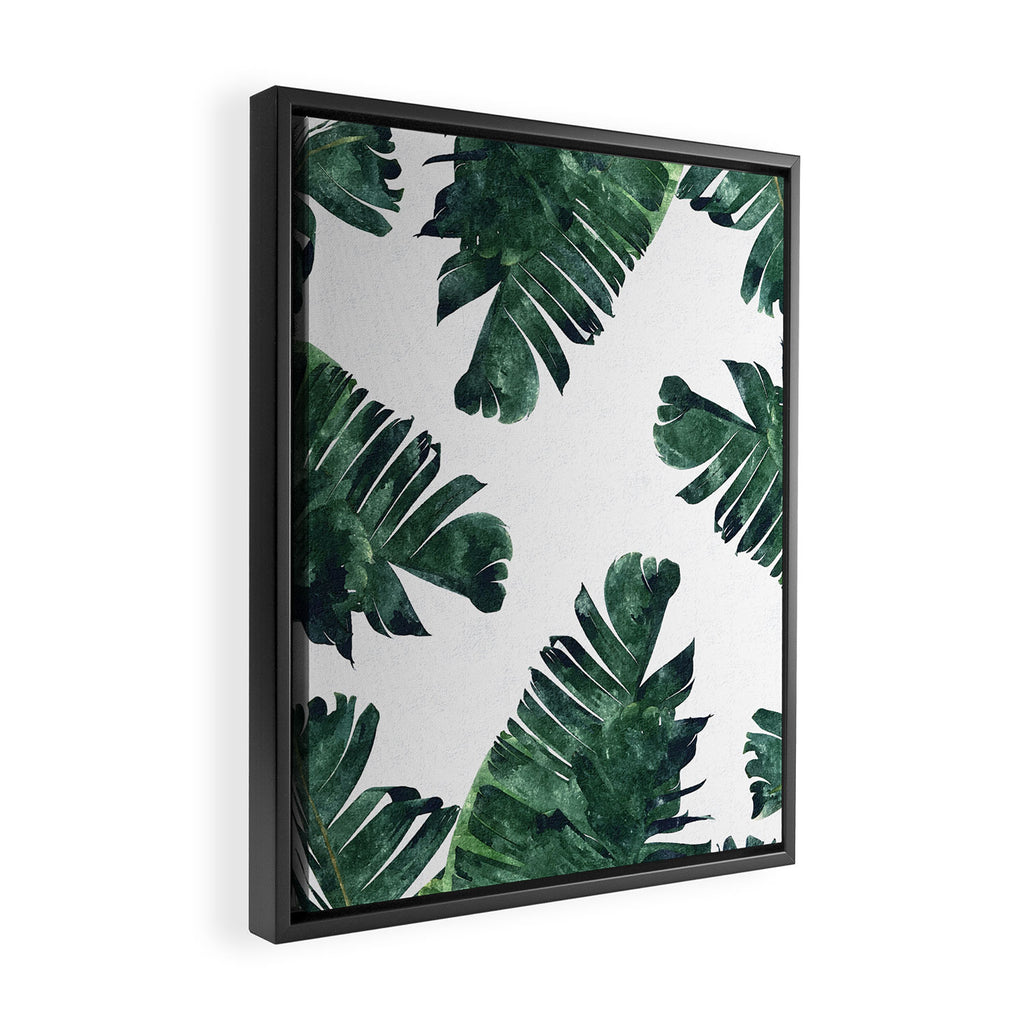 Banana Leaf Watercolor Painting, Tropical Nature Botanical Palm Illustration Bohemian Minimal Luxe Framed Canvas Print Gallery Image 2