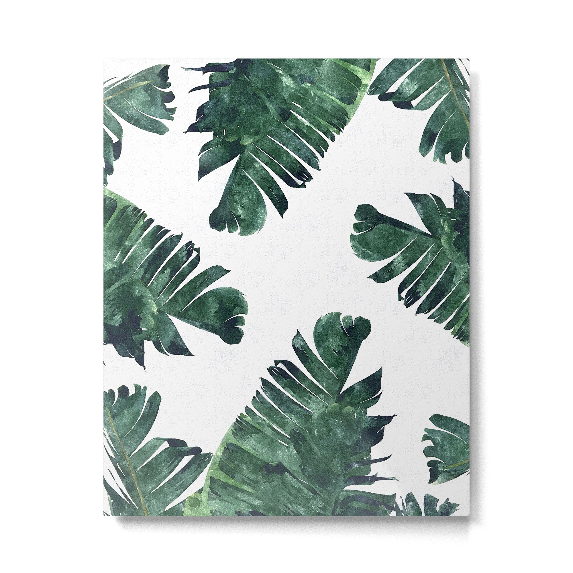 Banana Leaf Watercolor Painting, Tropical Nature Botanical Palm Illustration Bohemian Minimal Luxe Metal Print Gallery Image 6
