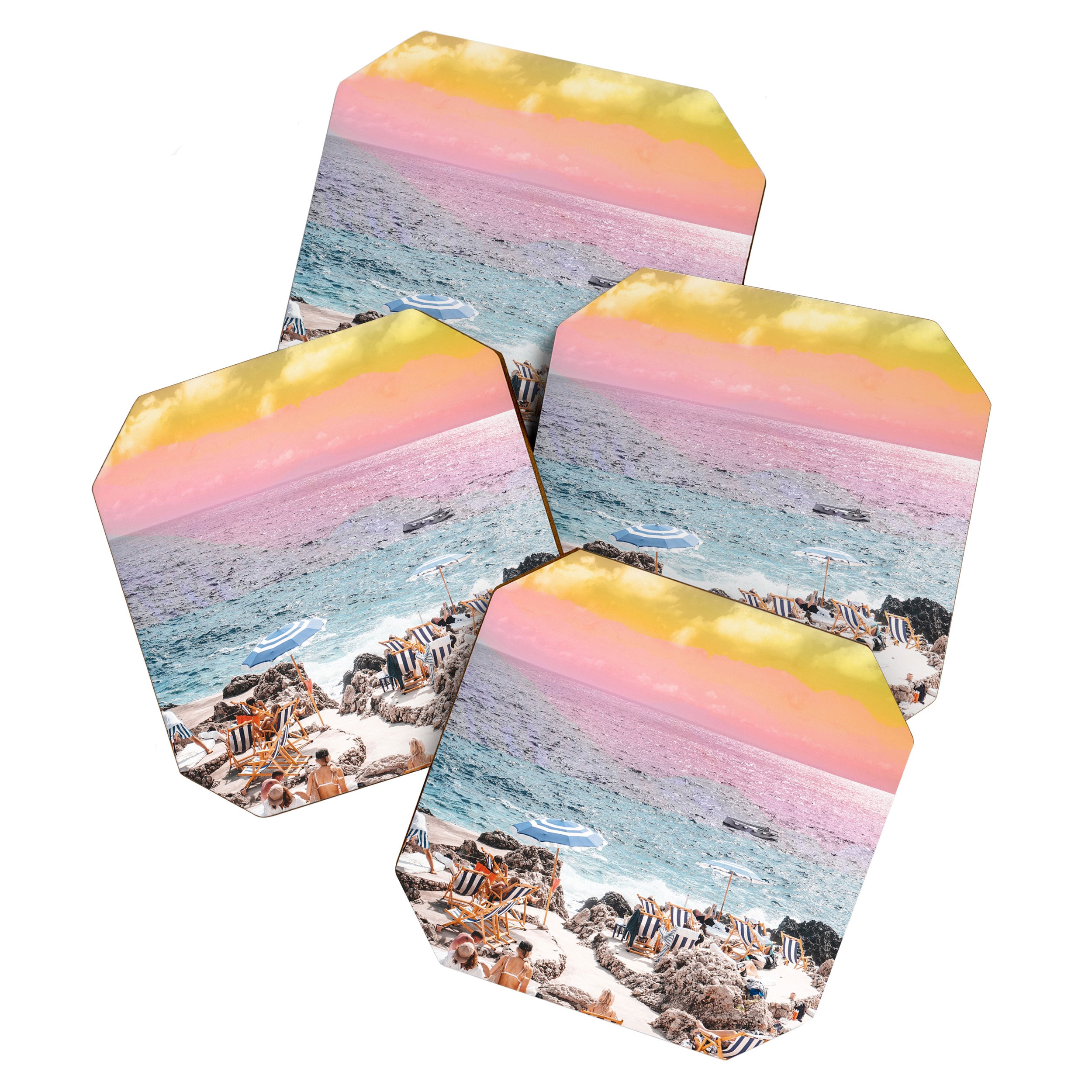 Beach Day, Travel Photography Digital Wall Decor, Tropical Beach Island Collage Coaster Gallery Image 1
