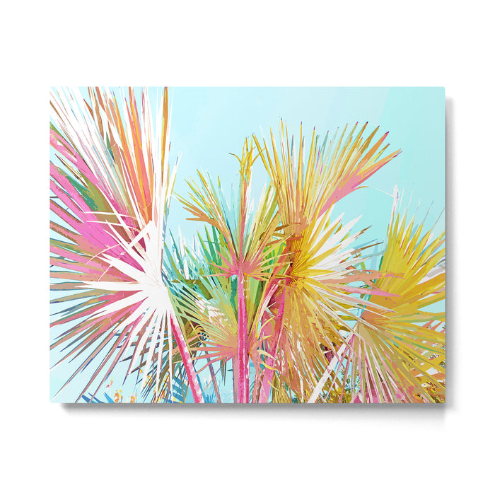 Beachy Pastel Palm Jungle | Botanical Digital Painting | Nature Plants Tropical Boho Blush Metal Print Gallery Image 1