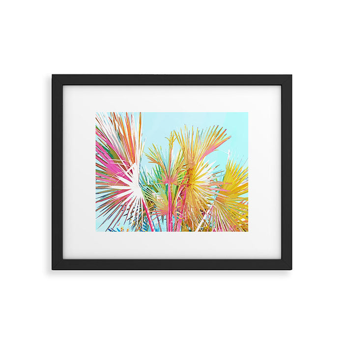 Beachy Pastel Palm Jungle | Botanical Digital Painting | Nature Plants Tropical Boho Blush Framed Art Print Gallery Image 1