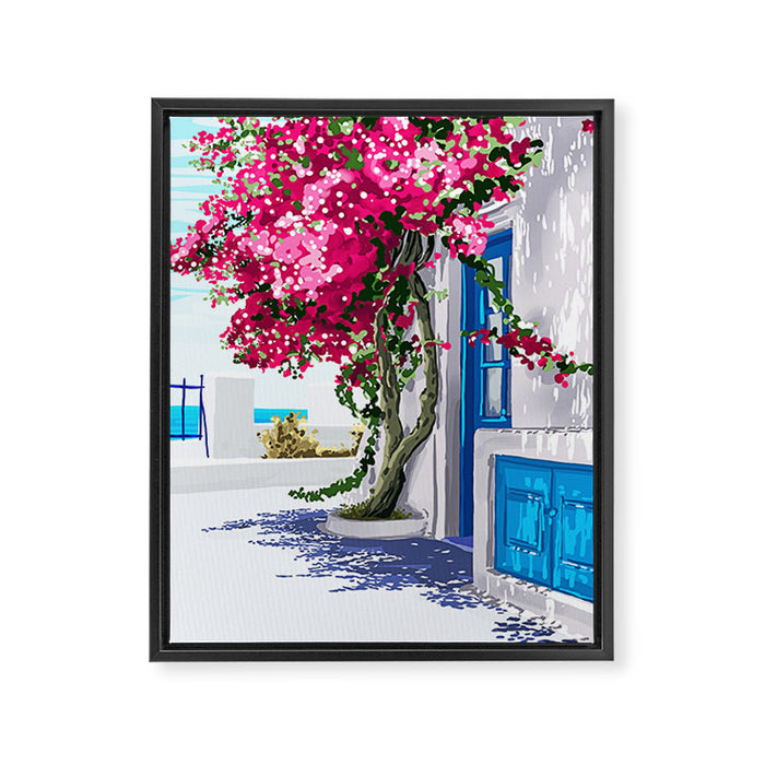 Better days are on their way | Greece Santorini Island Travel | Summer Architecture Positivity Framed Canvas Print Gallery Image 1