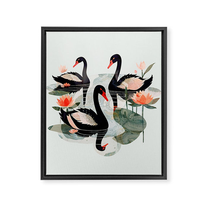 Black Swans Framed Canvas Print Gallery Image 1