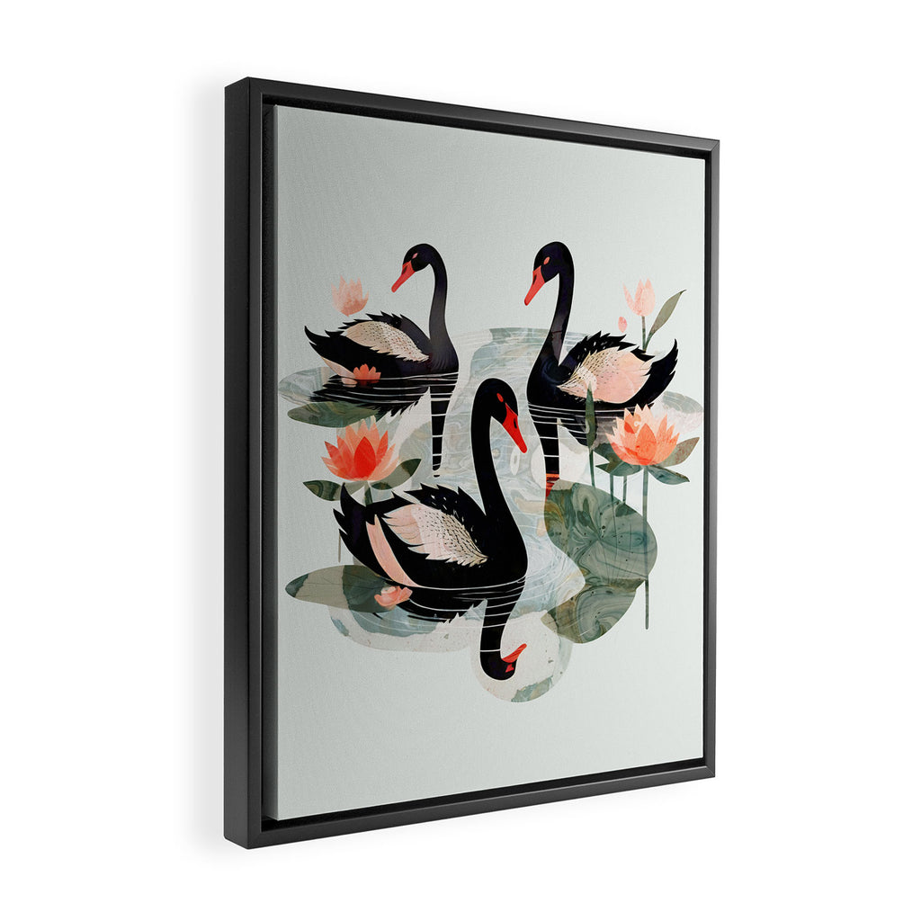 Black Swans Framed Canvas Print Gallery Image 2