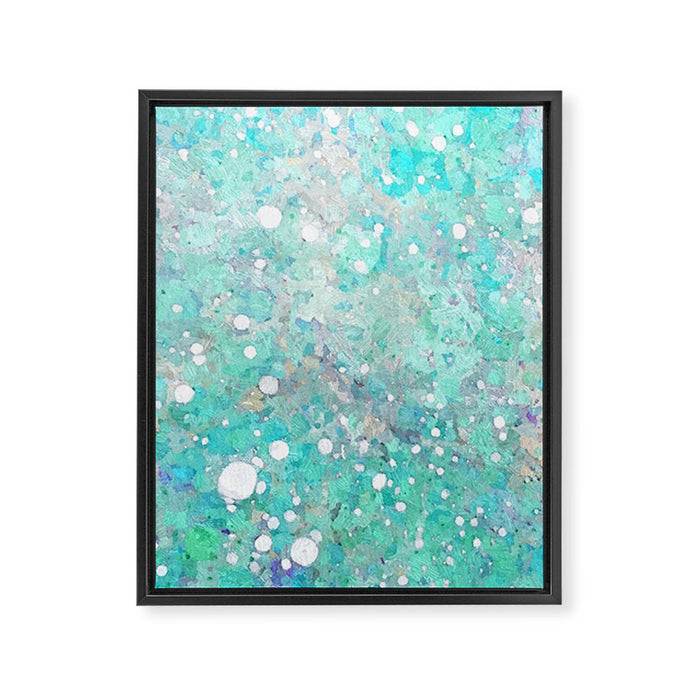 Blue Green Dreamy Marble, Minimal Abstract Pastel Graphic Design Eclectic Bohemian Painting Texture Framed Canvas Print Gallery Image 1