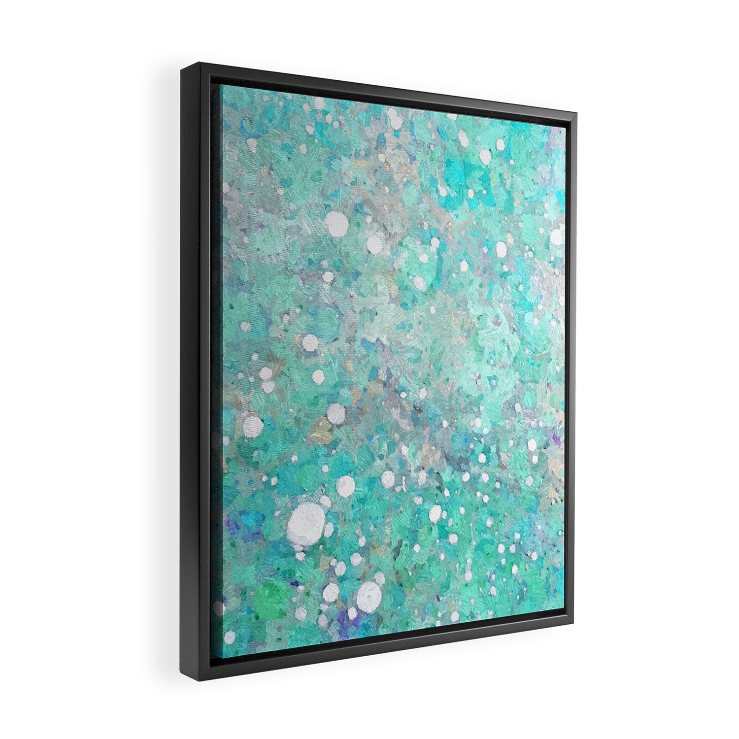 Blue Green Dreamy Marble, Minimal Abstract Pastel Graphic Design Eclectic Bohemian Painting Texture Framed Canvas Print Gallery Image 2