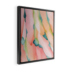 Blush Feathers, Soft Watercolor Pastel Petals, Bohemian Eclectic Minimal Painting Pink Blue Framed Canvas Print Gallery Image 2