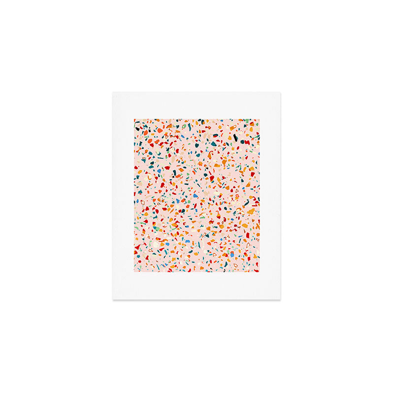 Blush Terrazzo | Pink Eclectic Speckles | Abstract Confetti Painting | Chic Bohemian Illustration Art Print Gallery Image 1