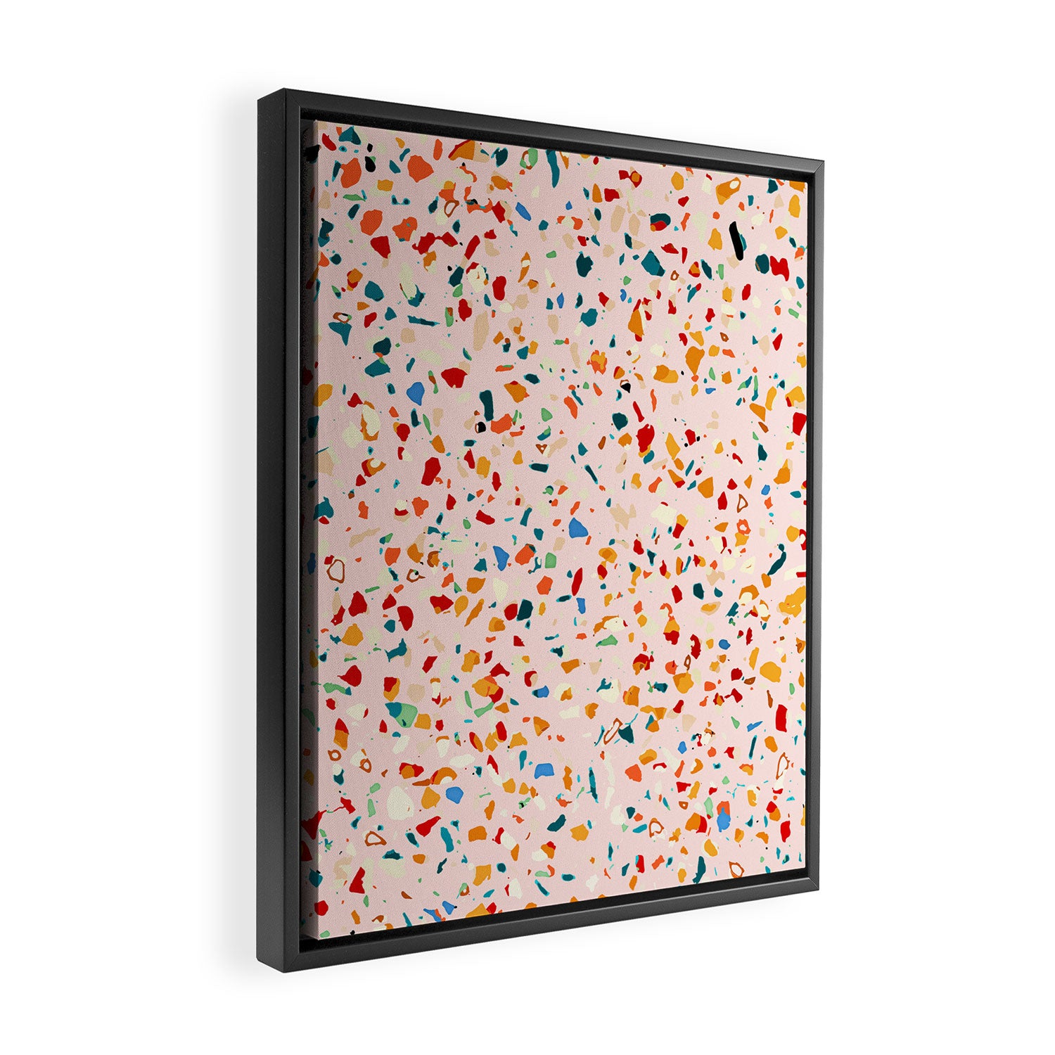 Blush Terrazzo | Pink Eclectic Speckles | Abstract Confetti Painting | Chic Bohemian Illustration Framed Canvas Print Gallery Image 2