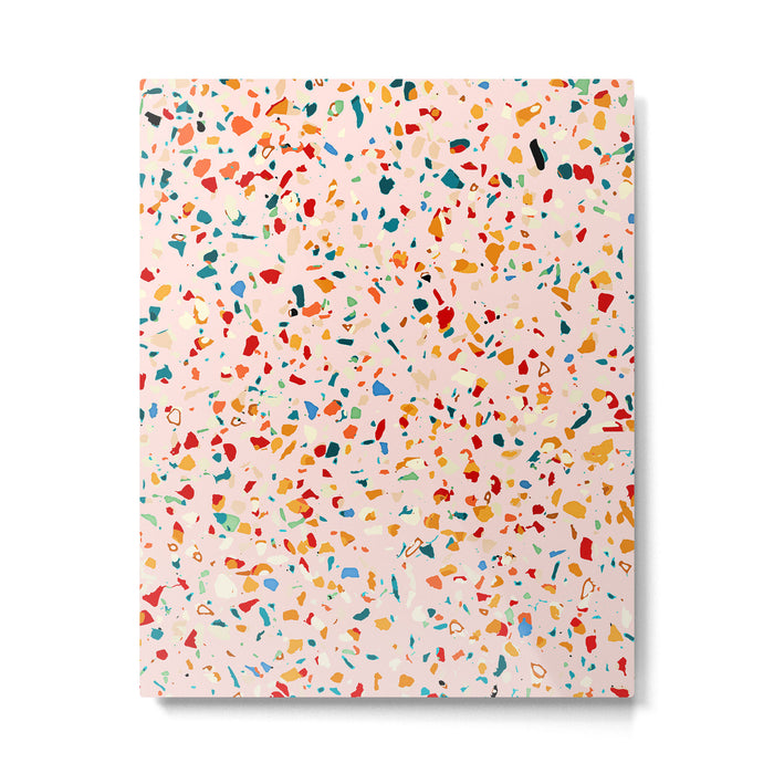 Blush Terrazzo | Pink Eclectic Speckles | Abstract Confetti Painting | Chic Bohemian Illustration Metal Print Gallery Image 1
