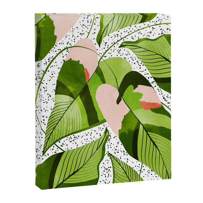 Blushing Leaves Watercolor Painting, Colorful Botanical Illustration, Tropical Modern Bohemian Canvas Print Gallery Image 1