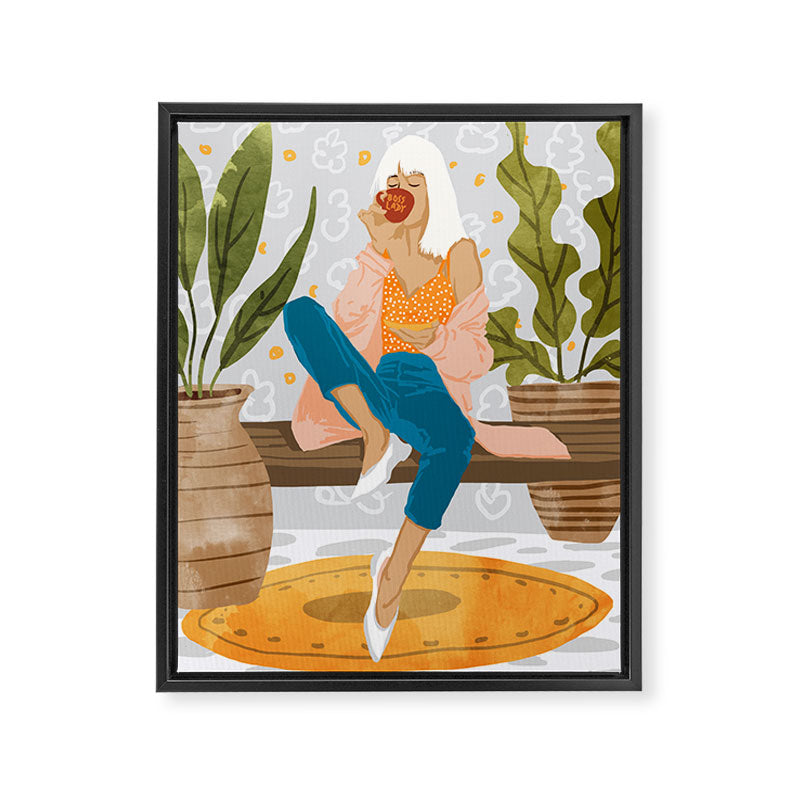 Boss Lady Illustration, Empower Woman Female Feminism, Plant Lady Tea Coffee Painting Framed Canvas Print Gallery Image 6