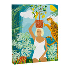 Bring The Jungle Home Illustration, Tropical Cheetah Wild Cat & Woman Painting Canvas Print Gallery Image 6
