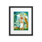 Bring The Jungle Home Illustration, Tropical Cheetah Wild Cat & Woman Painting Framed Art Print Gallery Image 5