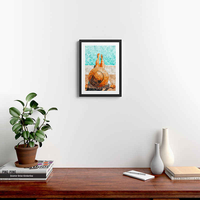 By The Pool All Day, Summer Travel Woman Swimming, Tropical Fashion Bohemian Painting Framed Art Print Gallery Image 2