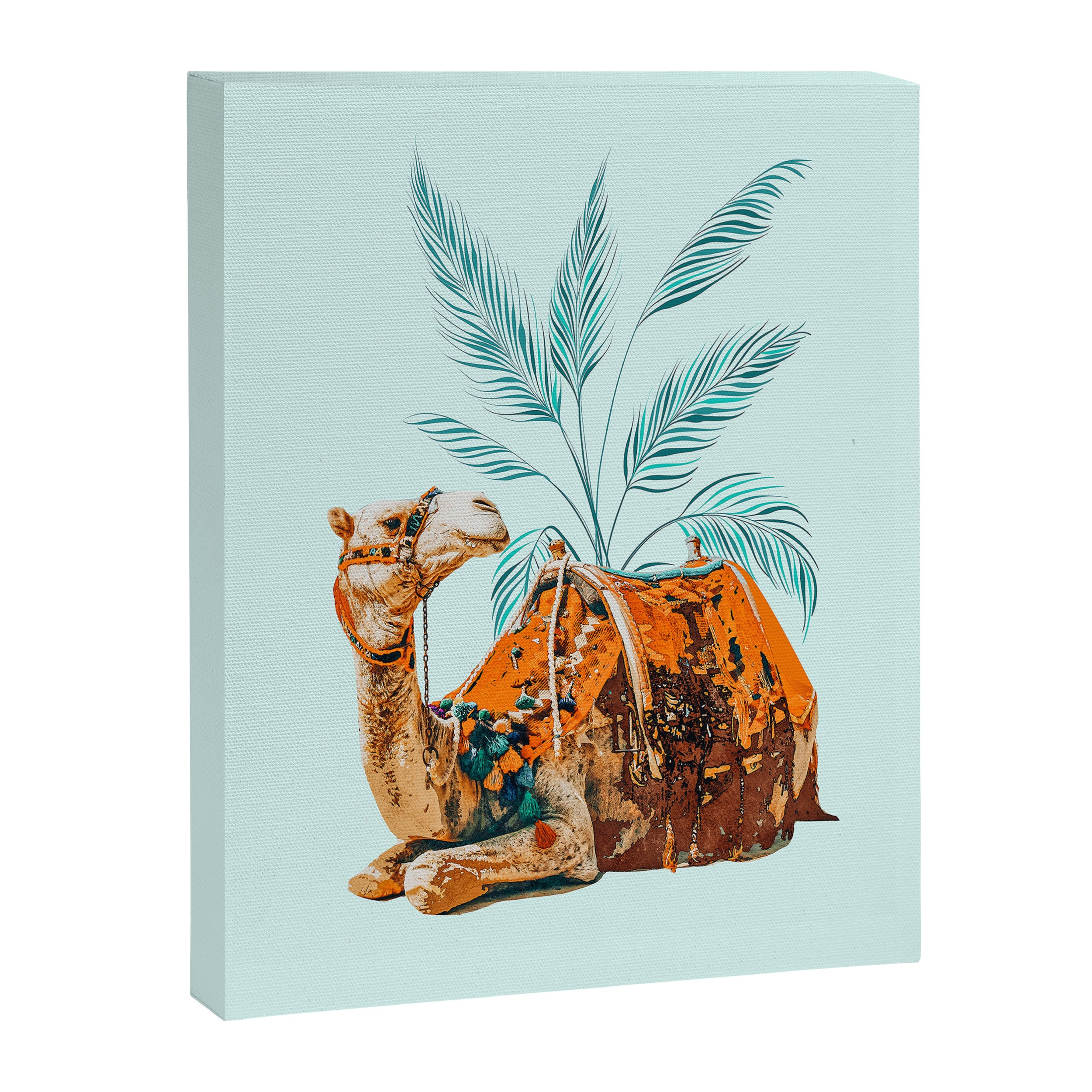 Camel Ride, Modern Bohemian Eclectic Animals, India Culture Travel Palm Desert Painting Canvas Print Gallery Image 6