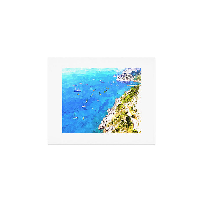 Capri Islands | Tropical Travel Summer Island | Ocean Sea Beach Swim Sail Painting  Art Print Gallery Image 1