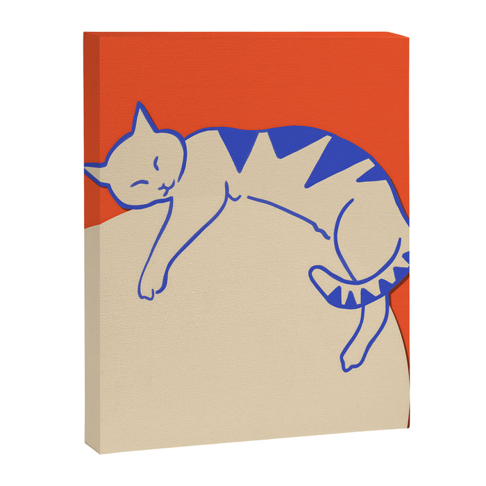 Catalyst, Cat Pets Save The World, Animals Globe Bohemian Eclectic, Cats Sleeping Bold Maximalism, Basic Line Art Drawing Red Illustration Canvas Print Gallery Image 1