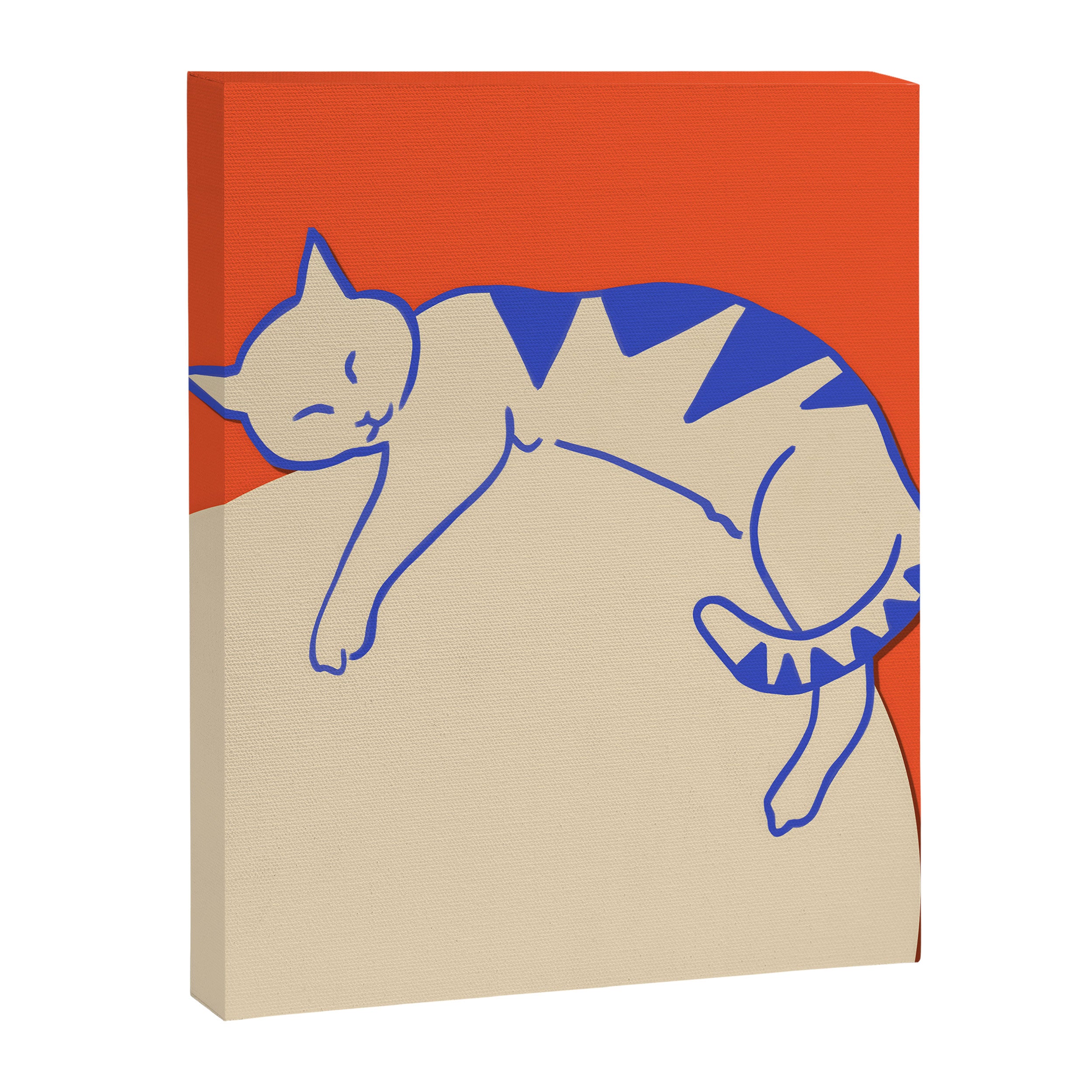 Catalyst, Cat Pets Save The World, Animals Globe Bohemian Eclectic, Cats Sleeping Bold Maximalism, Basic Line Art Drawing Red Illustration Canvas Print Gallery Image 6