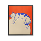 Catalyst, Cat Pets Save The World, Animals Globe Bohemian Eclectic, Cats Sleeping Bold Maximalism, Basic Line Art Drawing Red Illustration Framed Canvas Print Gallery Image 6