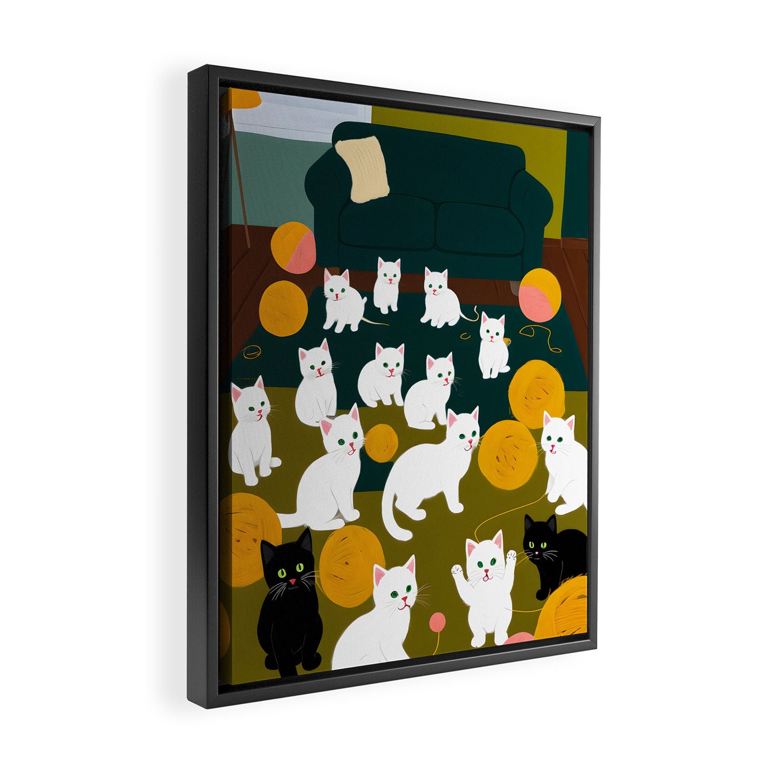 Cats And Wool Framed Canvas Print Gallery Image 2