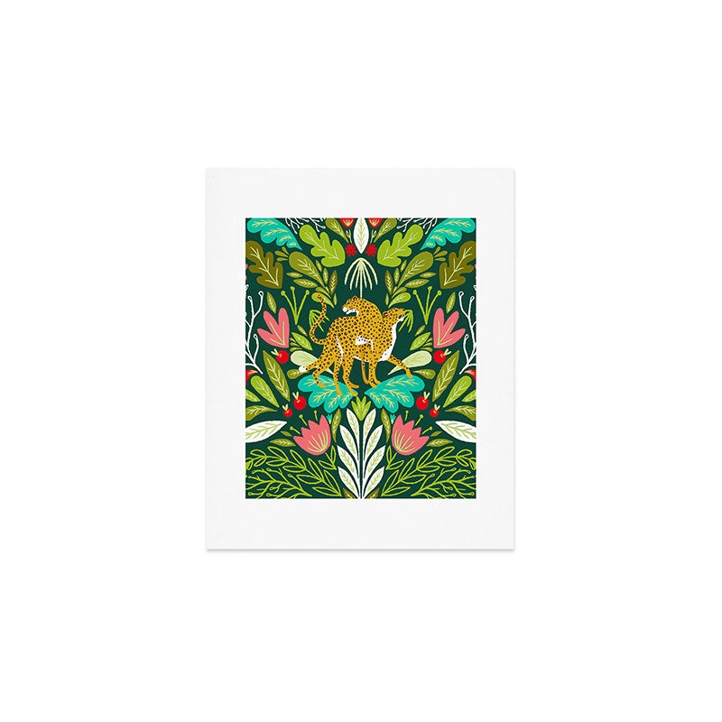 Cheetah Couple Illustration, Wild Cat Jungle Nature, Mandala Painting, Wildlife Tropical Tiger Art Print Gallery Image 1