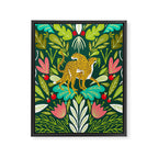 Cheetah Couple Illustration, Wild Cat Jungle Nature, Mandala Painting, Wildlife Tropical Tiger Framed Canvas Print Gallery Image 8