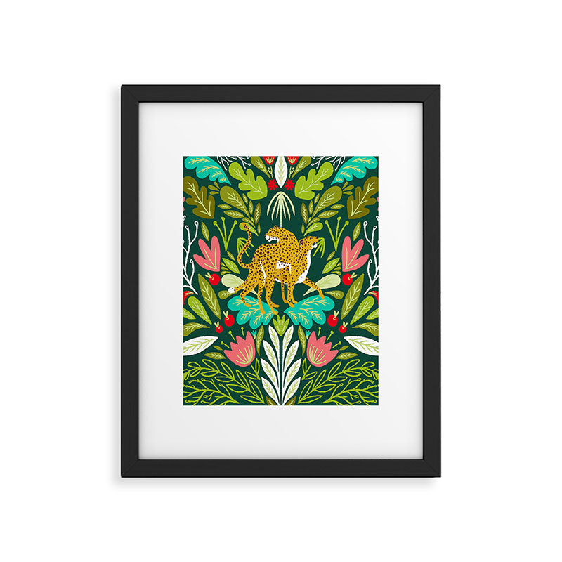 Cheetah Couple Illustration, Wild Cat Jungle Nature, Mandala Painting, Wildlife Tropical Tiger Framed Art Print Gallery Image 4