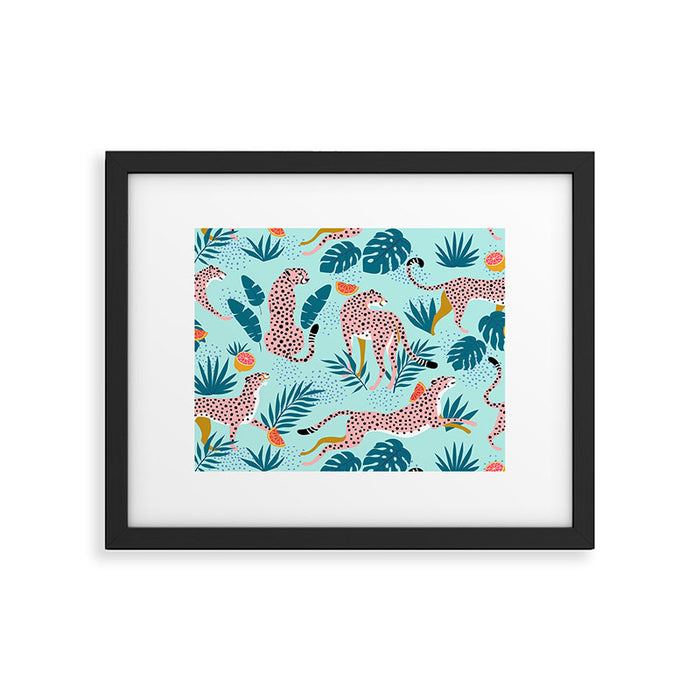 Cheetahs In The Grapefruit Grove, Tropical Jungle bohemian Wildlife, Tiger Wild Cat Nature Forest Framed Art Print Gallery Image 1