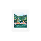 Chilling by the pool with my leopard Tropical Jungle Nature Wildlife Bohemian Morocco Travel Art Print Gallery Image 1