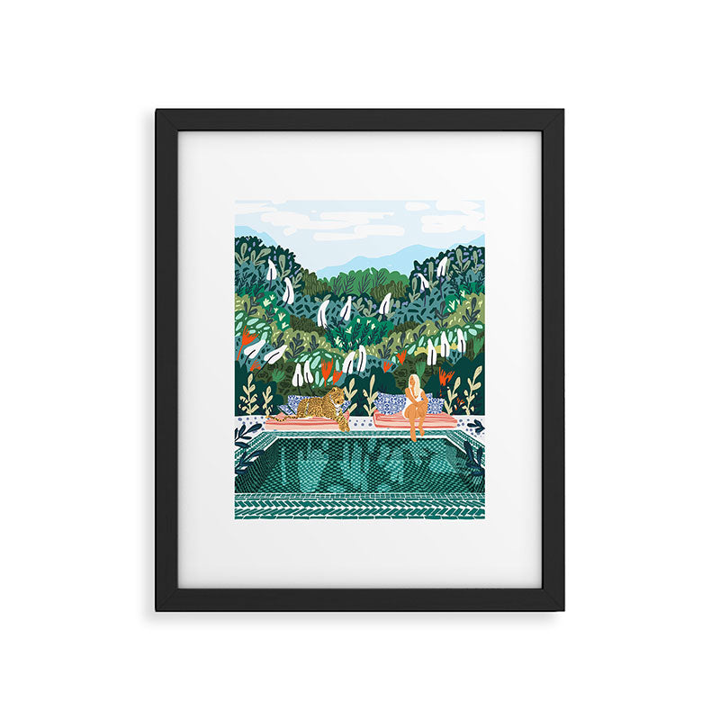 Chilling by the pool with my leopard Tropical Jungle Nature Wildlife Bohemian Morocco Travel Framed Art Print Gallery Image 5