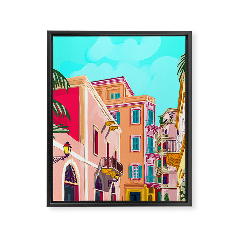 Colorful Houses Framed Canvas Print Gallery Image 6