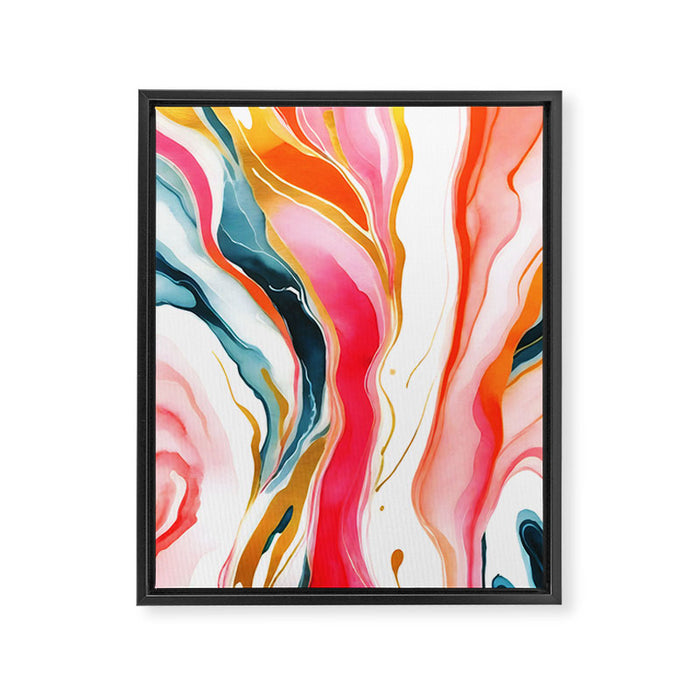 Colorgasmic Marble, Abstract Resin Fluid Painting, Contemporary Eclectic Agate, Bohemian Pink Blue Modern Boho Framed Canvas Print Gallery Image 1