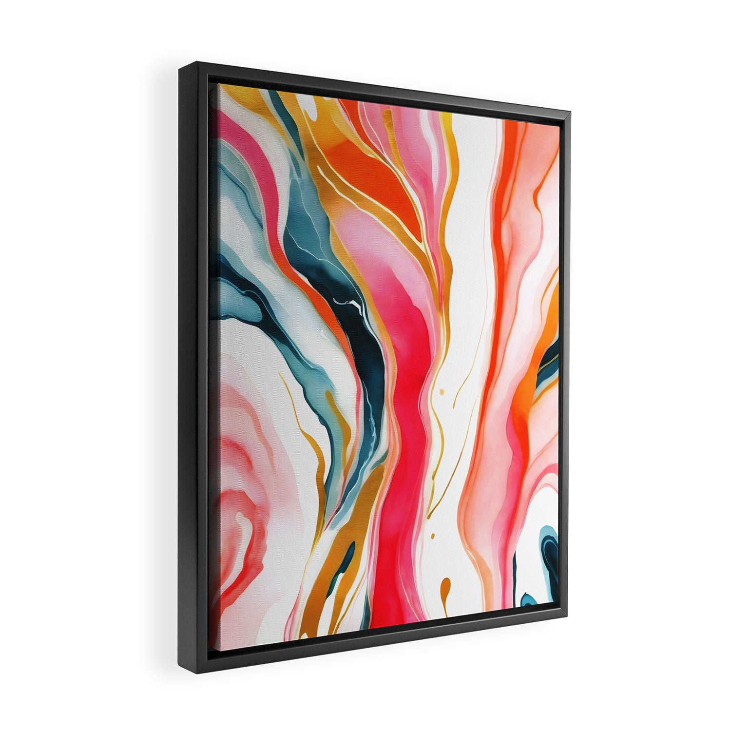 Colorgasmic Marble, Abstract Resin Fluid Painting, Contemporary Eclectic Agate, Bohemian Pink Blue Modern Boho Framed Canvas Print Gallery Image 2