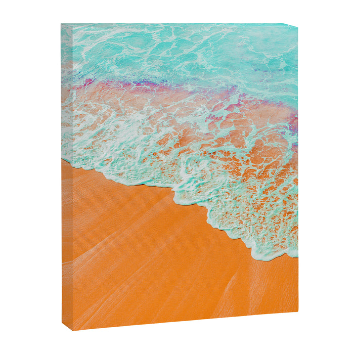 Coral Shore, Ocean Beach Photography, Summer Sea Sand Waves Canvas Print Gallery Image 1