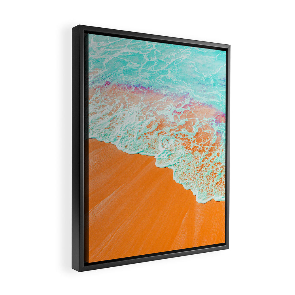 Coral Shore, Ocean Beach Photography, Summer Sea Sand Waves Framed Canvas Print Gallery Image 2
