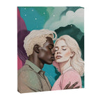 Cosmic Romance, Love Passion Race Diversity, Anti-racism Equality Mindset Society, Community Marriage Couple Interracial Painting Canvas Print Gallery Image 6