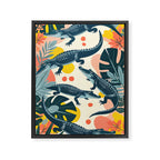 Crocs_Crocodiles Wildlife Animals_Whimsical Quirky Illustration_Bohemian Tropical Pastel Painting Framed Canvas Print Gallery Image 6