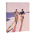 Cycling Joy Series 01: Into The Lilac Sunset, Couple Love Companion Friends, Eclectic Pastel Landscape Romantic, Scenic Outdoors Evening Painting Canvas Print Gallery Image 6