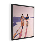 Cycling Joy Series 01: Into The Lilac Sunset, Couple Love Companion Friends, Eclectic Pastel Landscape Romantic, Scenic Outdoors Evening Painting Framed Canvas Print Gallery Image 2