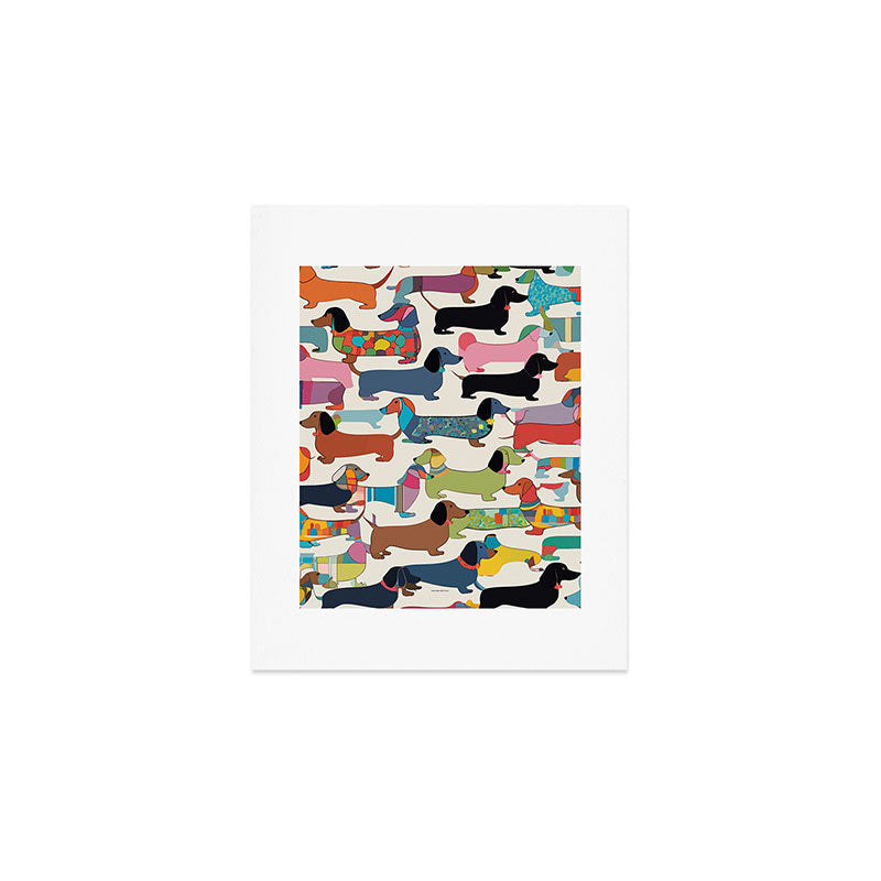 Dachshunds, Dog Pet Animals Eclectic, Contemporary Bohemian Illustration Toy Dogs Pastel Boho Modern Abstract Art Print Gallery Image 1