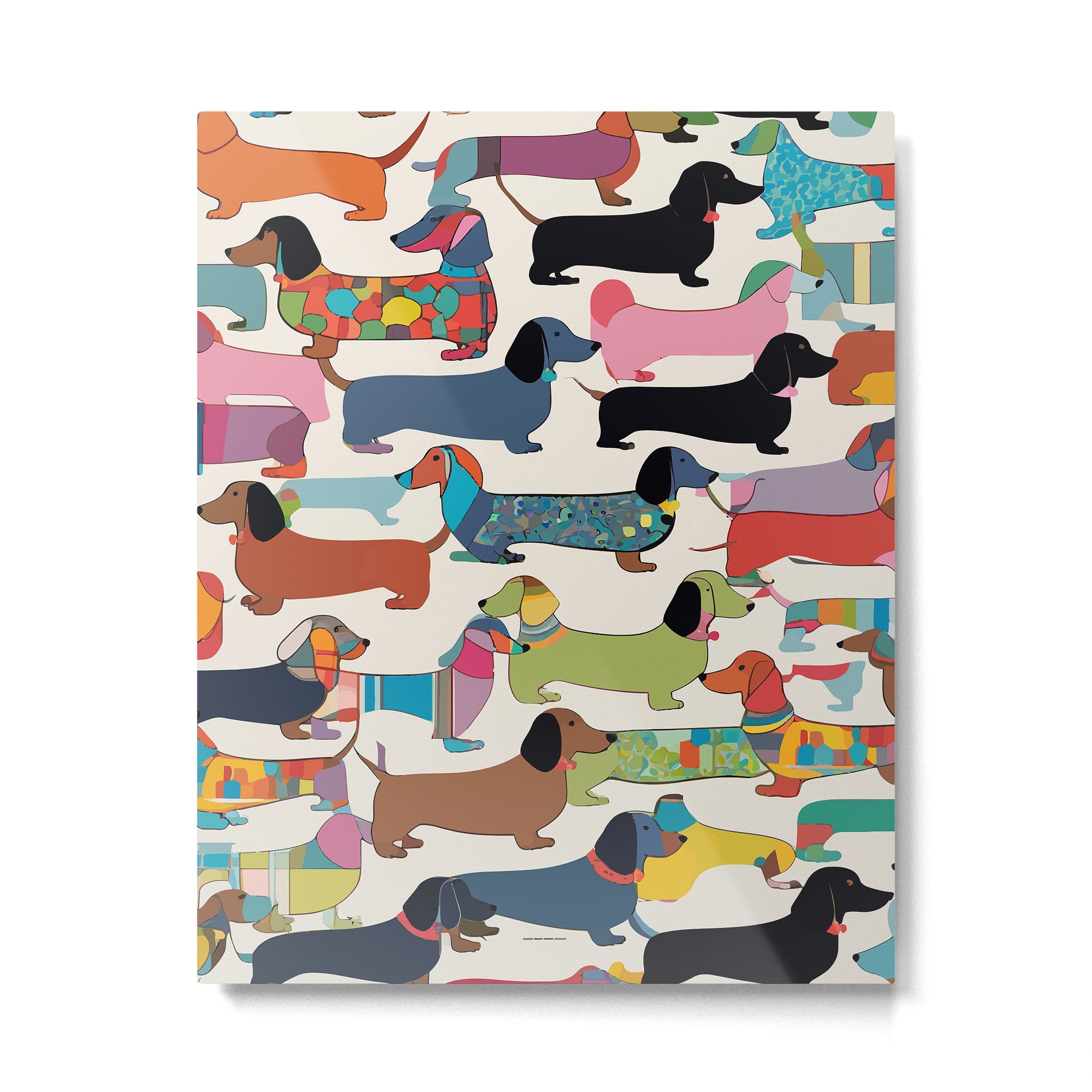 Dachshunds, Dog Pet Animals Eclectic, Contemporary Bohemian Illustration Toy Dogs Pastel Boho Modern Abstract Metal Print Gallery Image 4