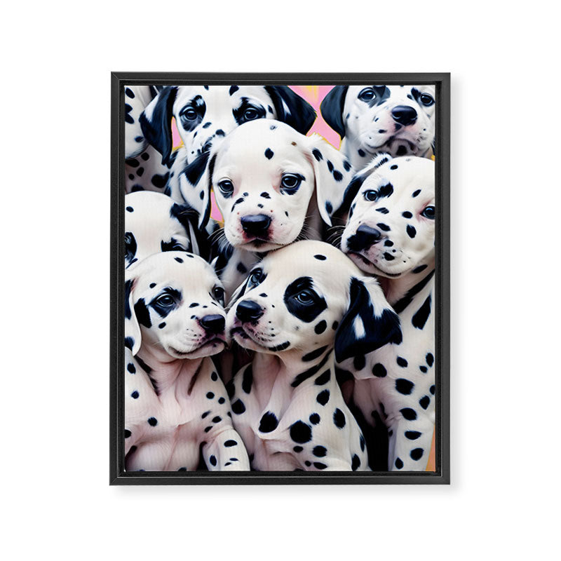 Dalmatian Love, Cute Puppies Dogs Pets, Animals Domestic Photography Siblings, Adorable Family Polka Dots Spotted  Framed Canvas Print Gallery Image 6