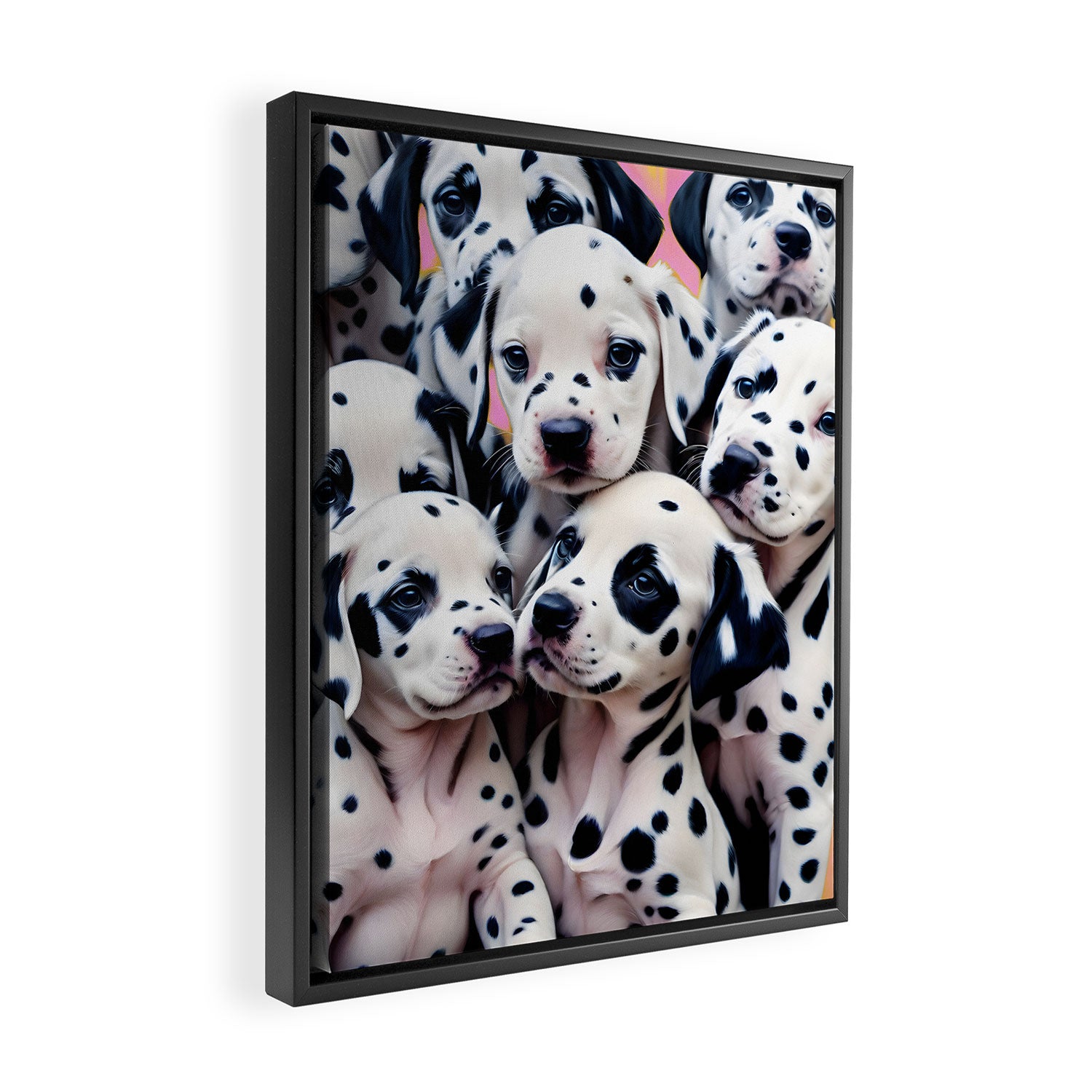 Dalmatian Love, Cute Puppies Dogs Pets, Animals Domestic Photography Siblings, Adorable Family Polka Dots Spotted  Framed Canvas Print Gallery Image 2